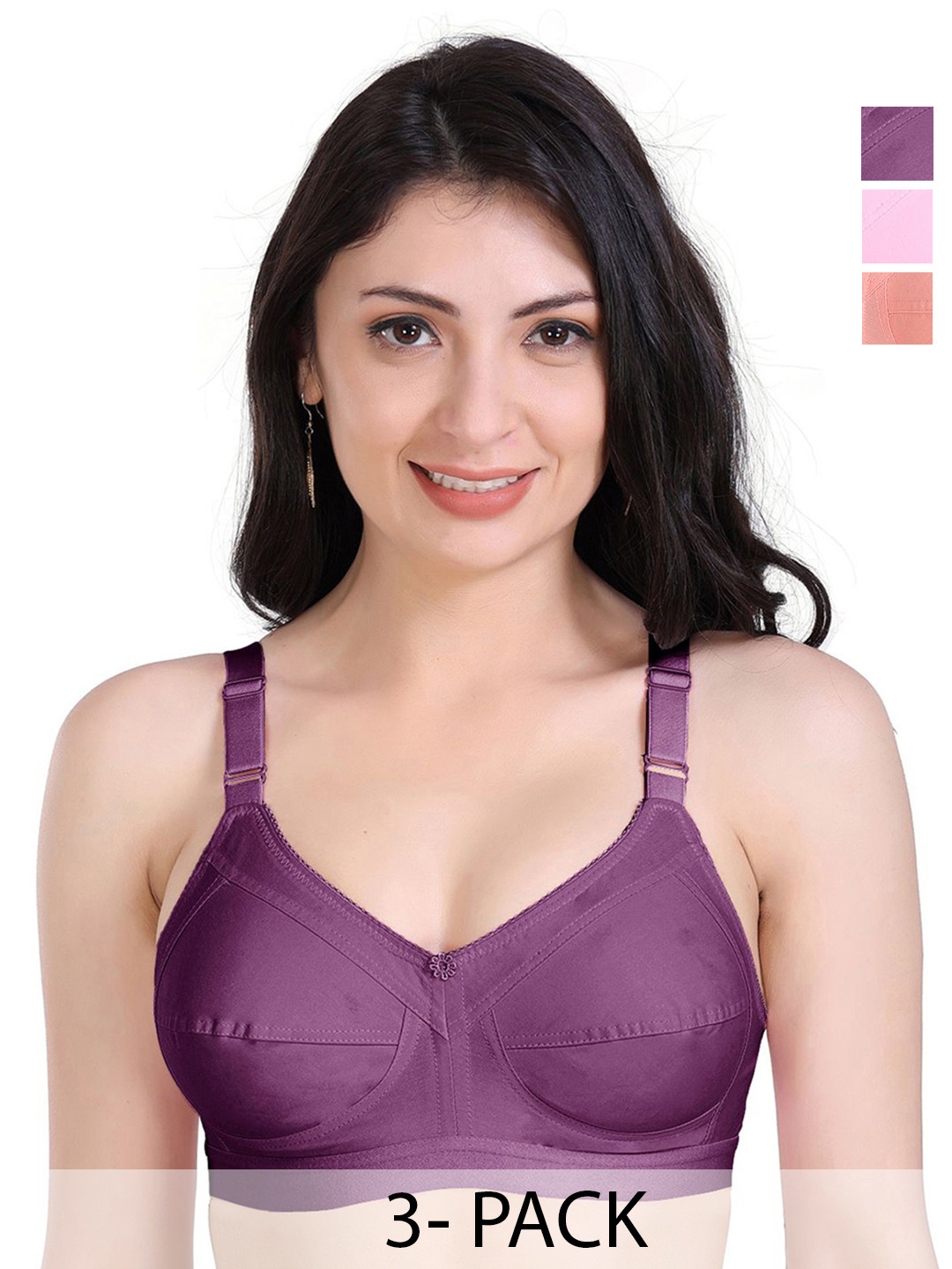 SHYAM SONS FLAIR Pack Of 3 All Day Comfort Non Padded Full Coverage Minimizer Bras