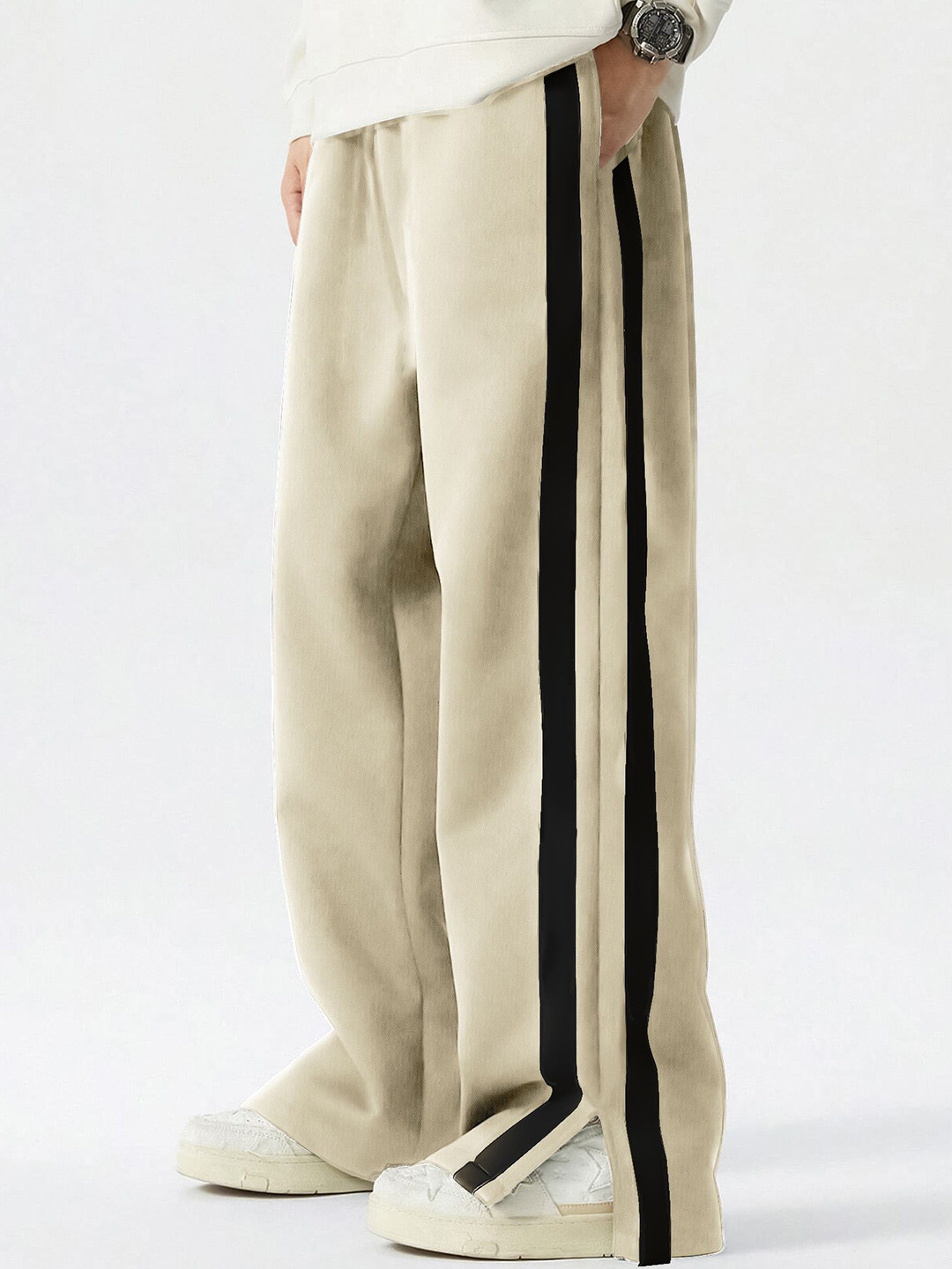 Maniac Men ColorBlocked Side Tap Cotton Baggy Fit Track Pants