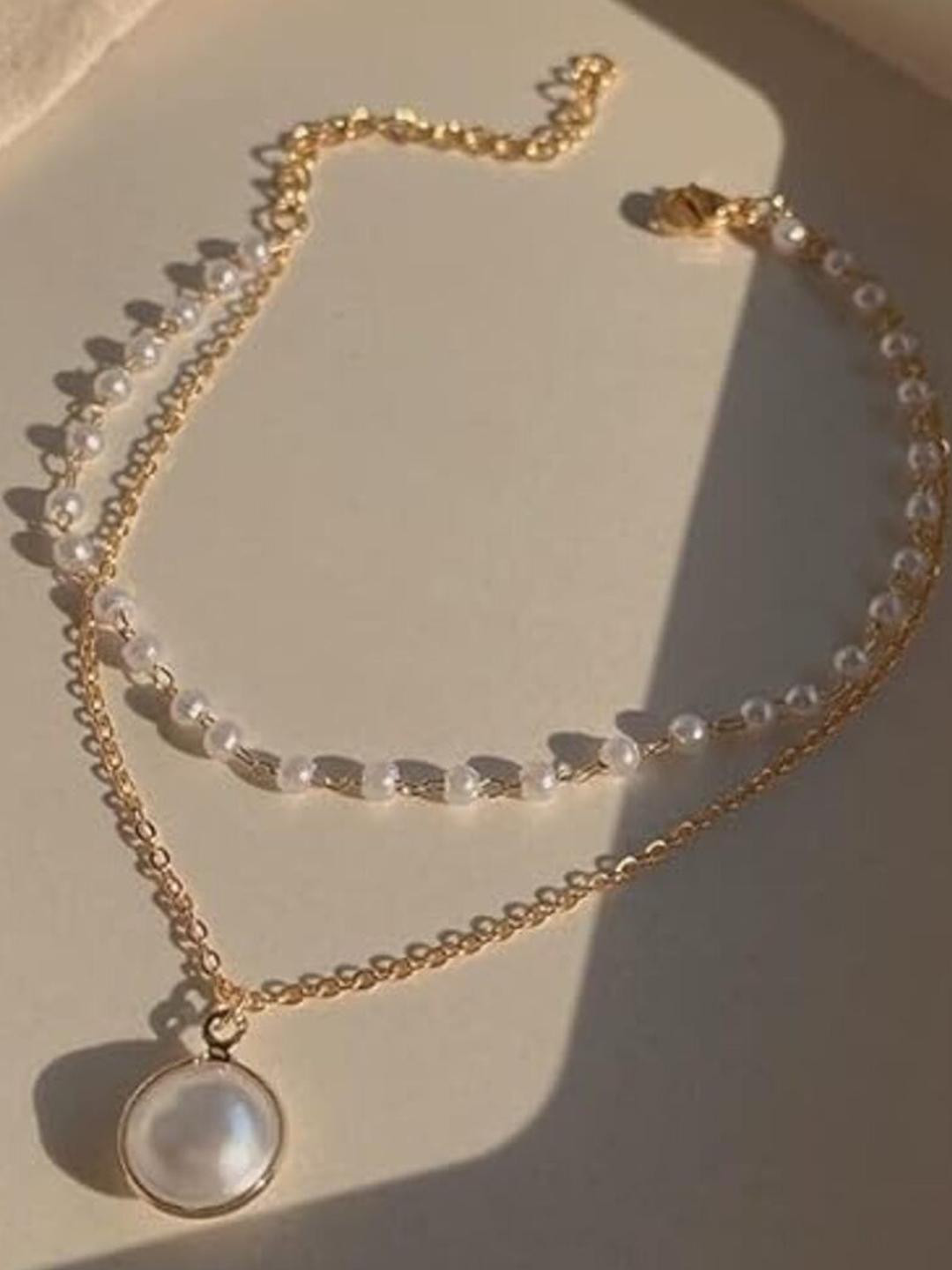 TheVineGirl Women Two-Layered Pearls Gold-Plated Wraparound Bracelet