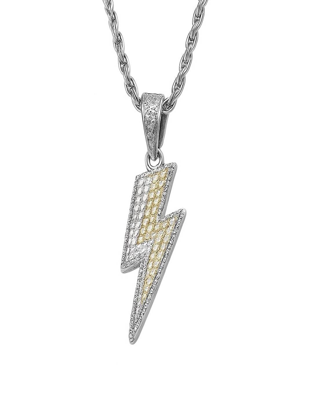 Desai Men Silver-Plated Artificial Stones Studded Contemporary Pendant With Chain