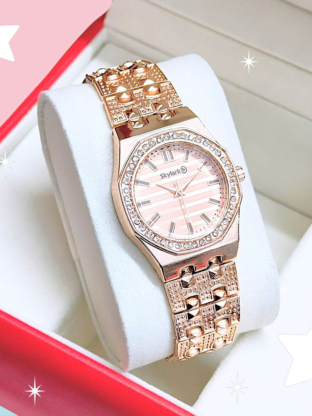 Skylark Girls Embellished Water Resistant Analogue Watch Crax-Peach-girls-41-1