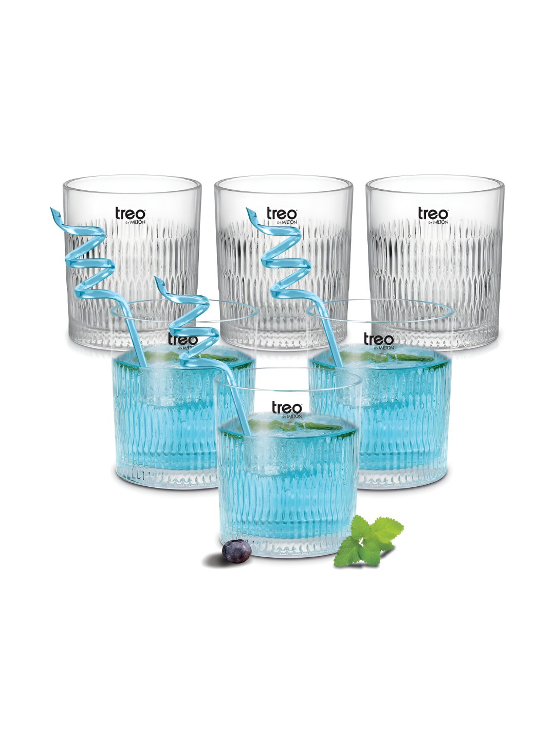 Treo Elix Juice Tumbler I Premium Glass Set of 6 for Water, Cold Drink, 230 ml