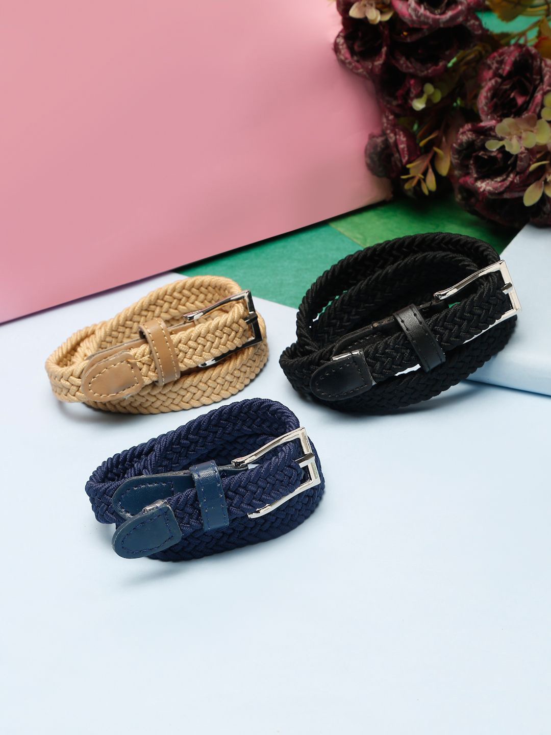 Stoln Kids Set Of 3 Braided Reversible Belt