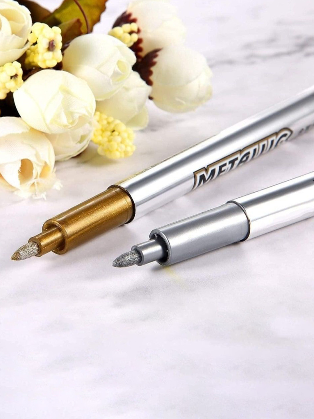 FEELHIGH Set Of 2 Self Design Metalic Pen