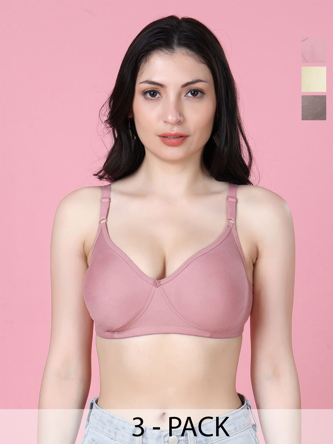 SHYAM SONS FLAIR Emily Pack Of 3 Full Coverage Seamless T-shirt Bra