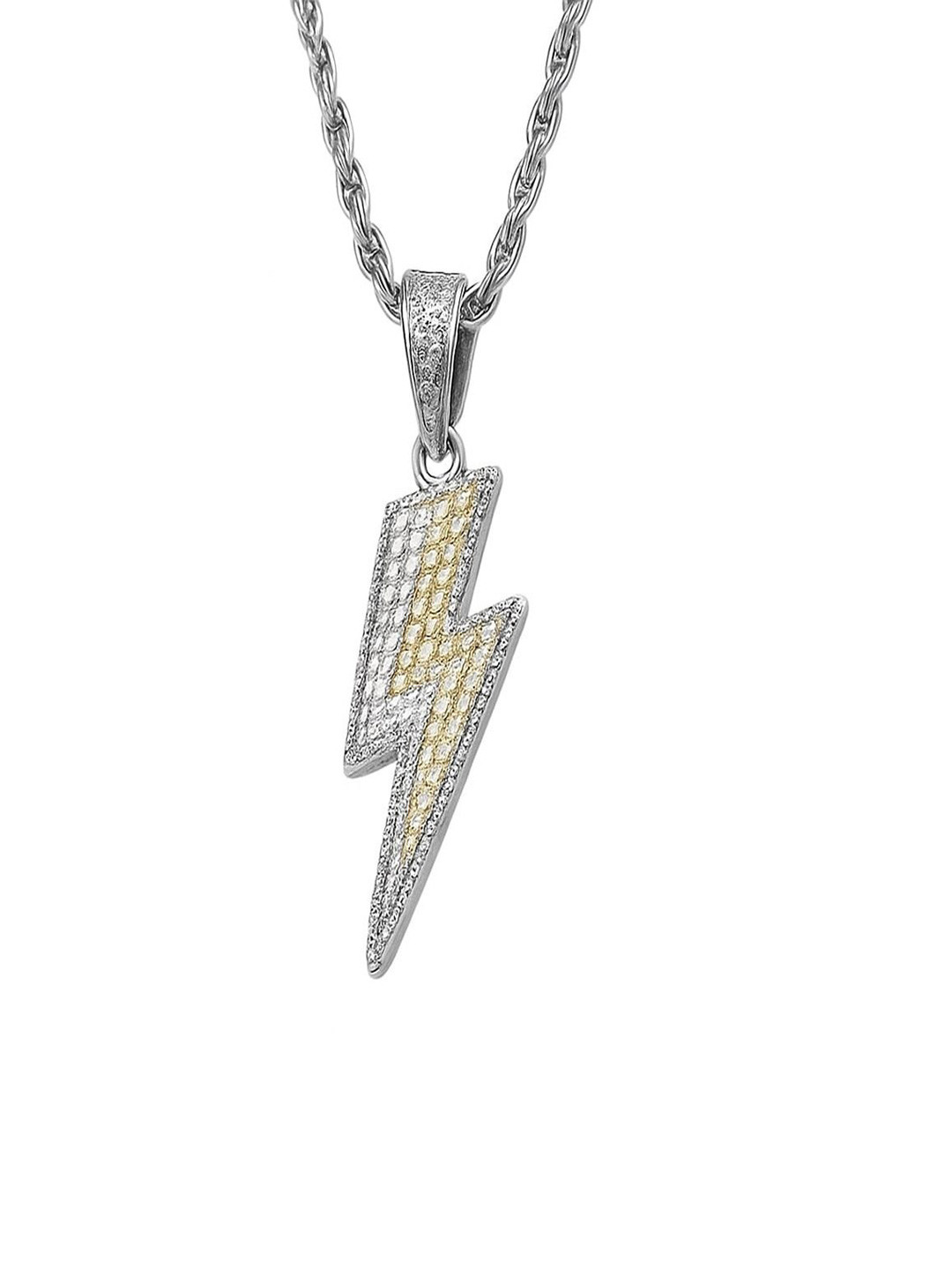 RENU CREATION Men Silver-Plated Flash Pendant With Chain