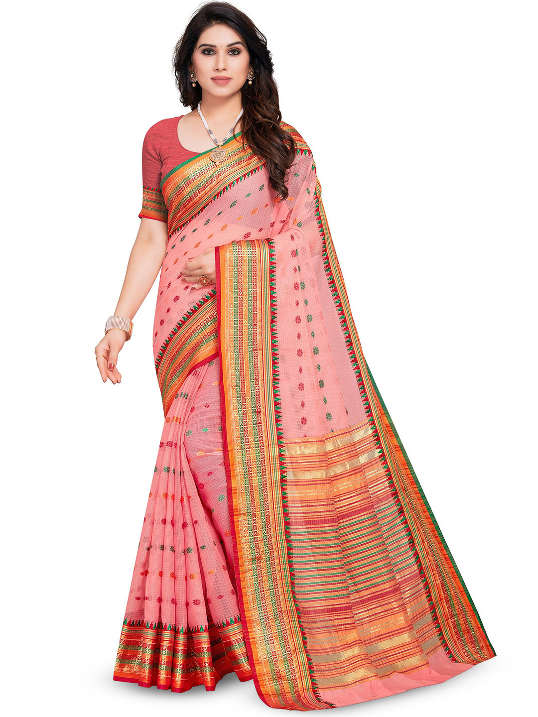 Moda Rapido Floral Woven Design Kota Doria Cotton Manipuri Saree