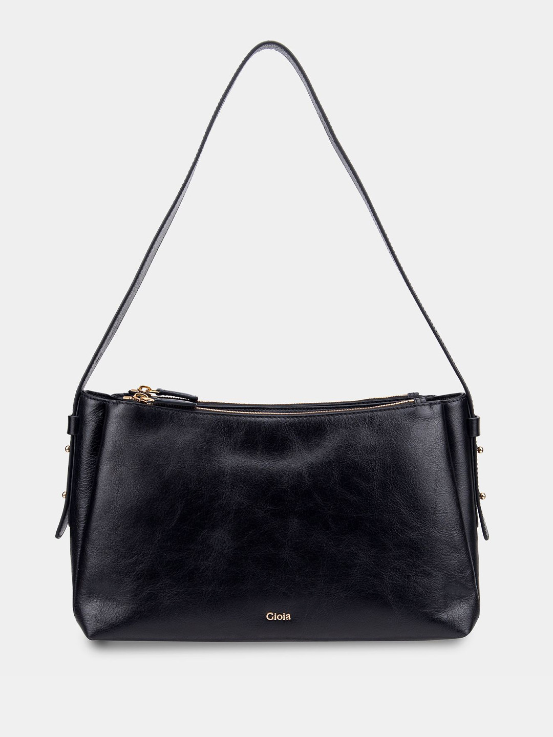 GIOIA Solid Leather Noir Edit Shoulder Bag