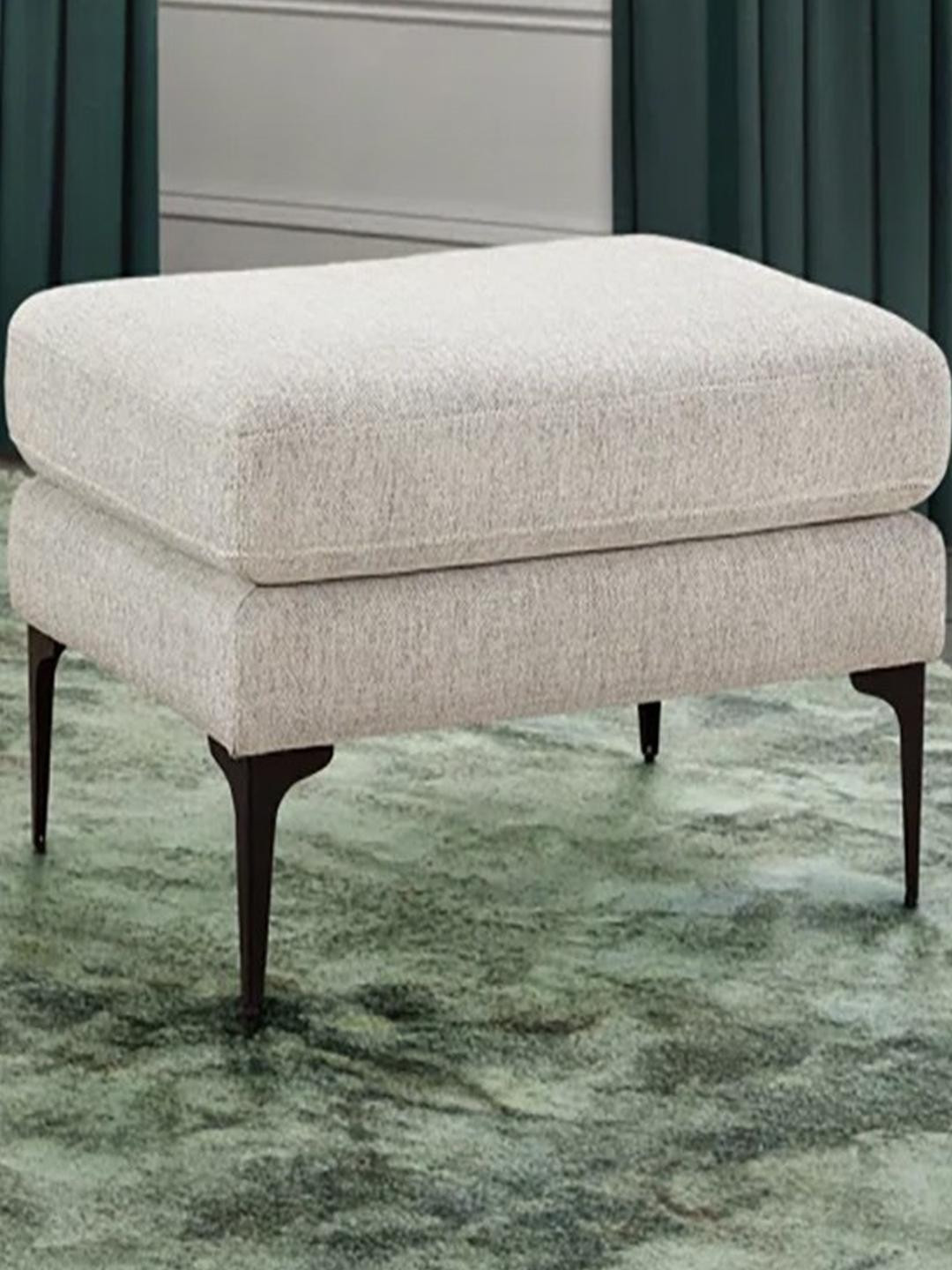 DOE BUCK Wood Linen Rectangle Ottomans