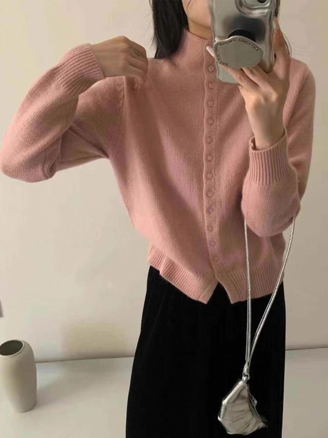 StyleCast Women Long Sleeves High Neck Cardigan