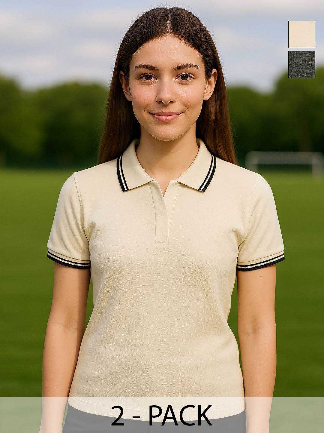 Seiyon Tex Women Pack Of 2 Solid Polo Collar Pure Cotton Football T-shirts