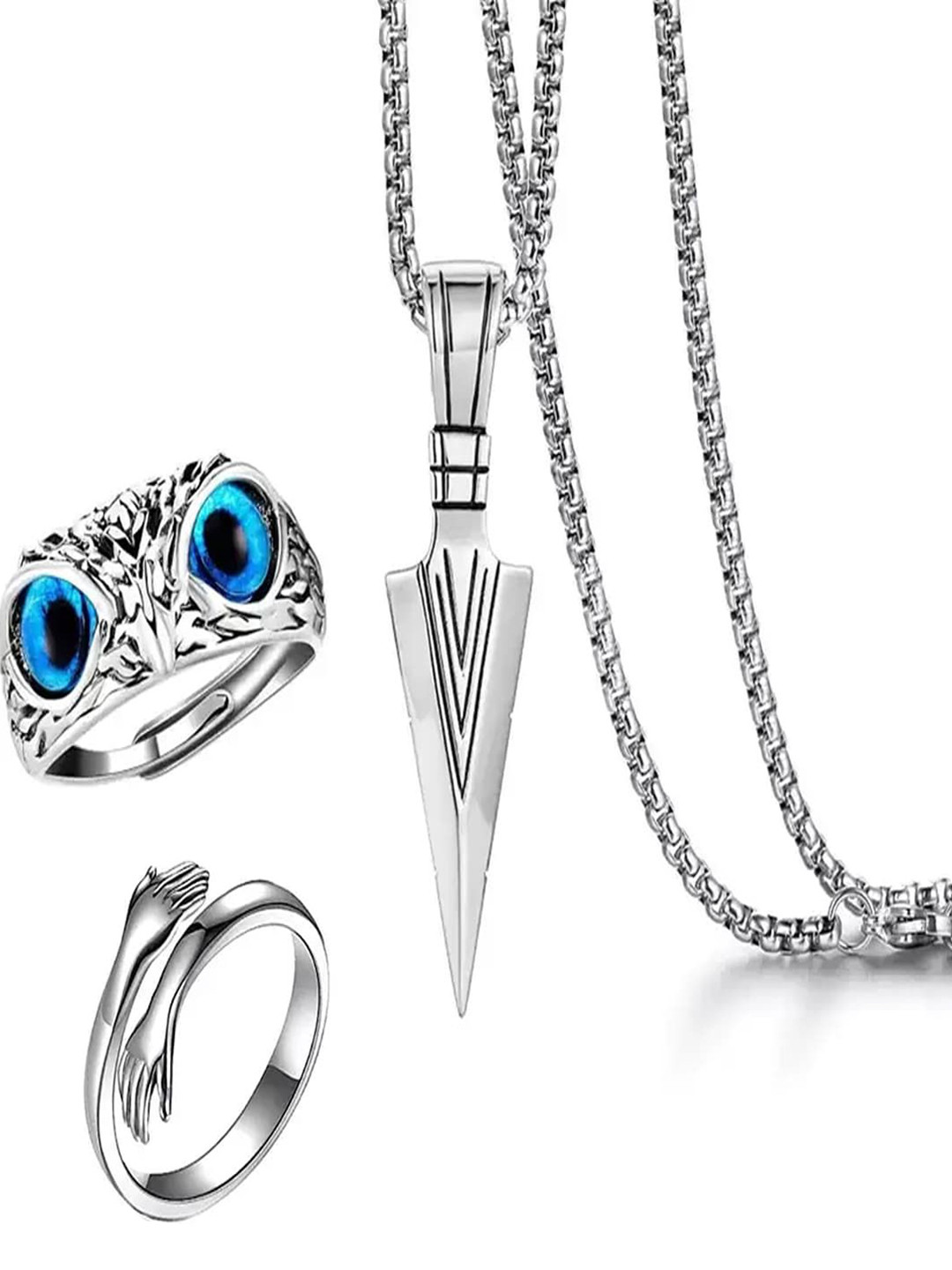 GET VASTRA Men Arrow Pendant with Designer Rings Jewellery Set