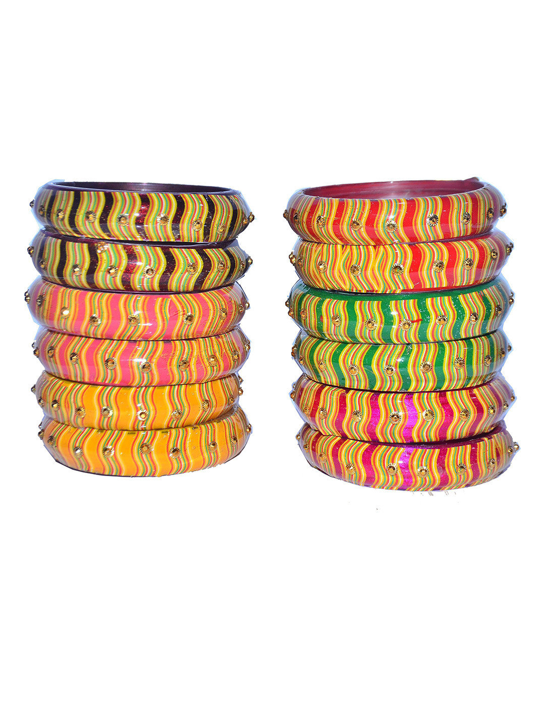 SEEMO Set Of 12 Stones Studded Bangles