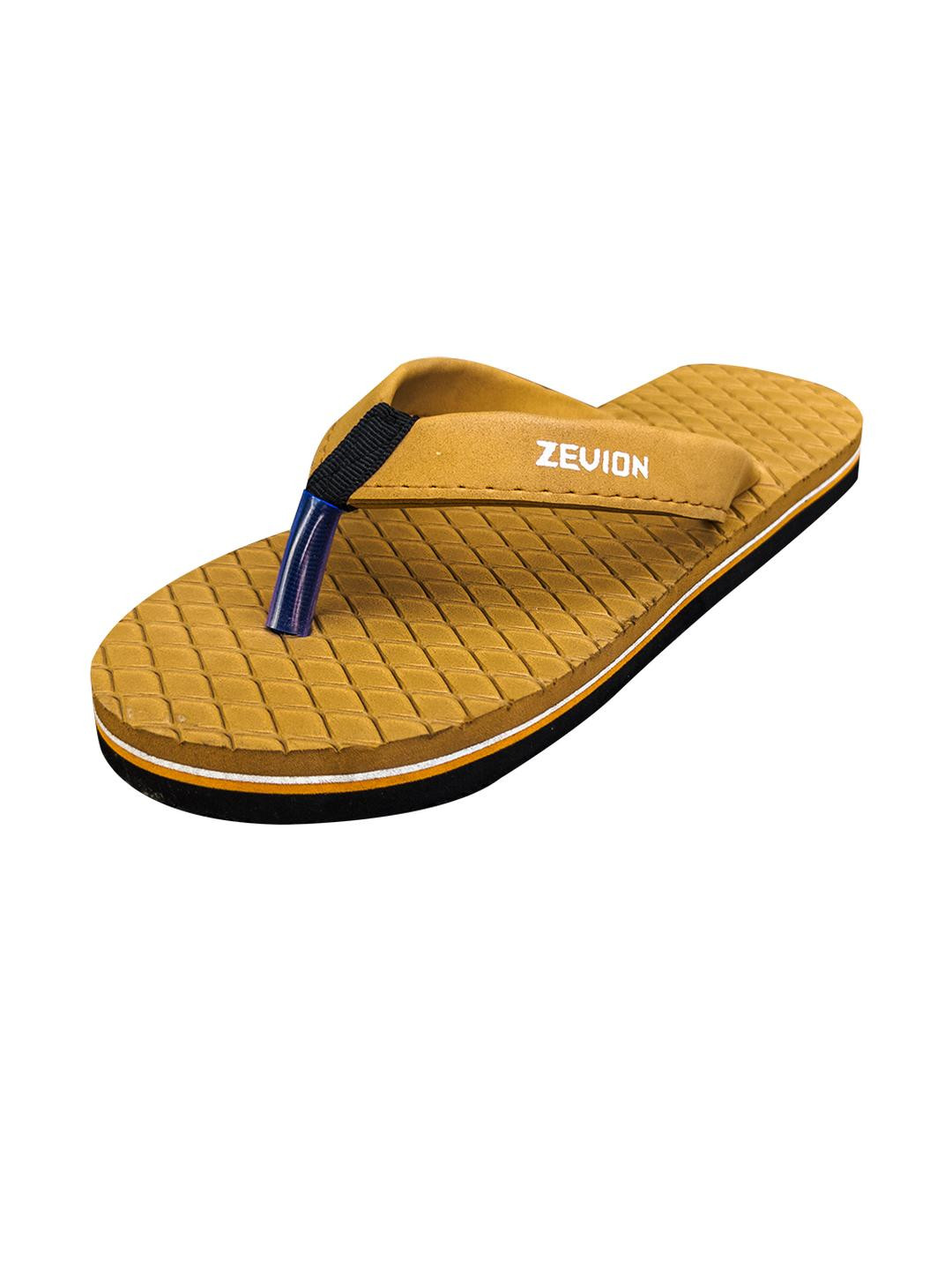 Zevion Women Men Tan Textured Thong Flip-Flops