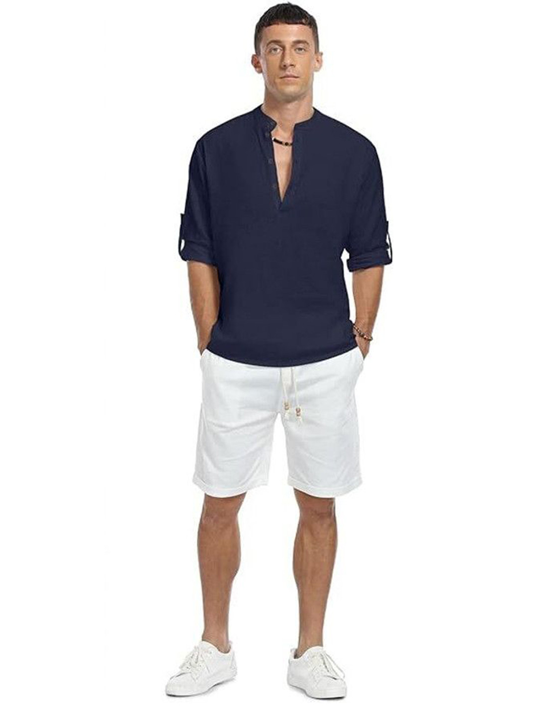 AMRIT TOP WEAR Men Mandarin Collar Short Kurta