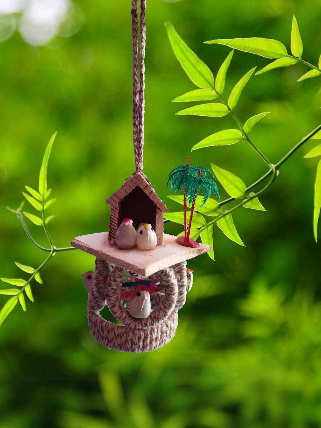 The Shine Store Artificial Flora Jute Balcony Hanging Birds Nest