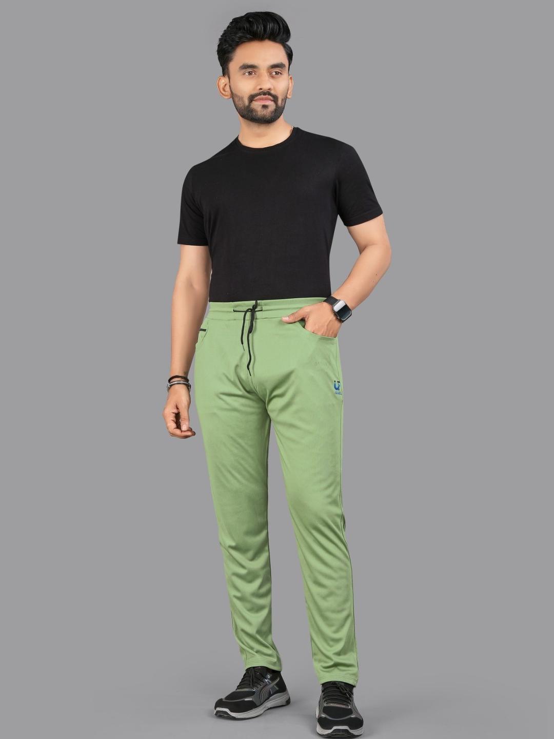 ISUEL FAB Men Lime Green Relaxed Track Pant