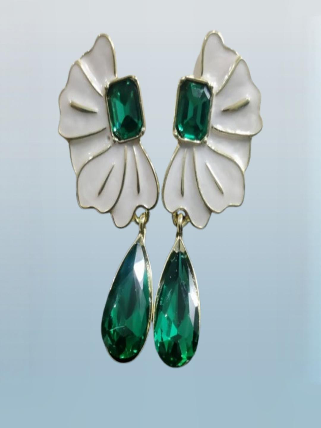 JUST JUNKIES Artificial Stones Studded Floral Drop Earrings