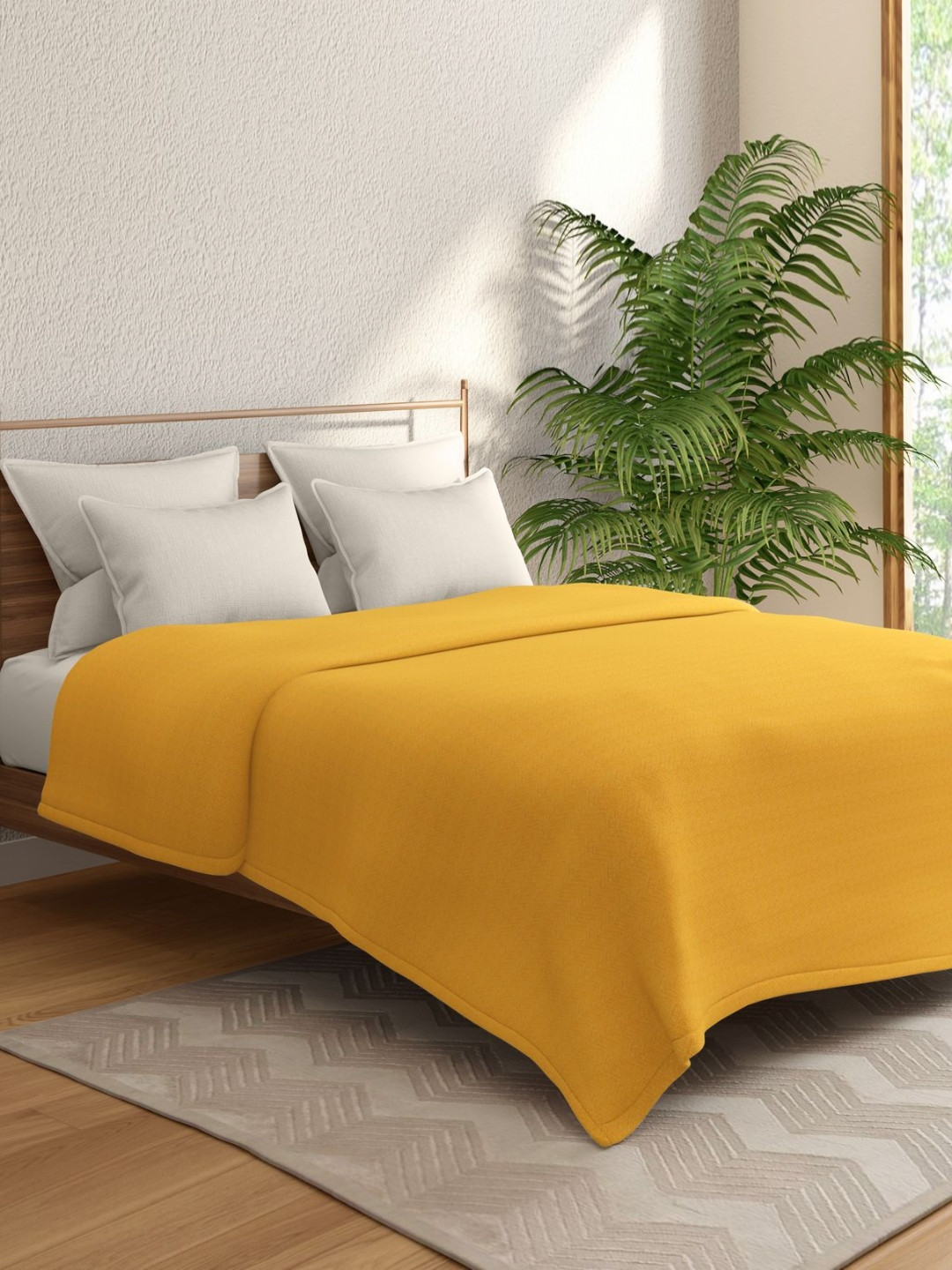 Portico Feather Hug Yellow Cotton AC Room 150 GSM Double Bed Dohar
