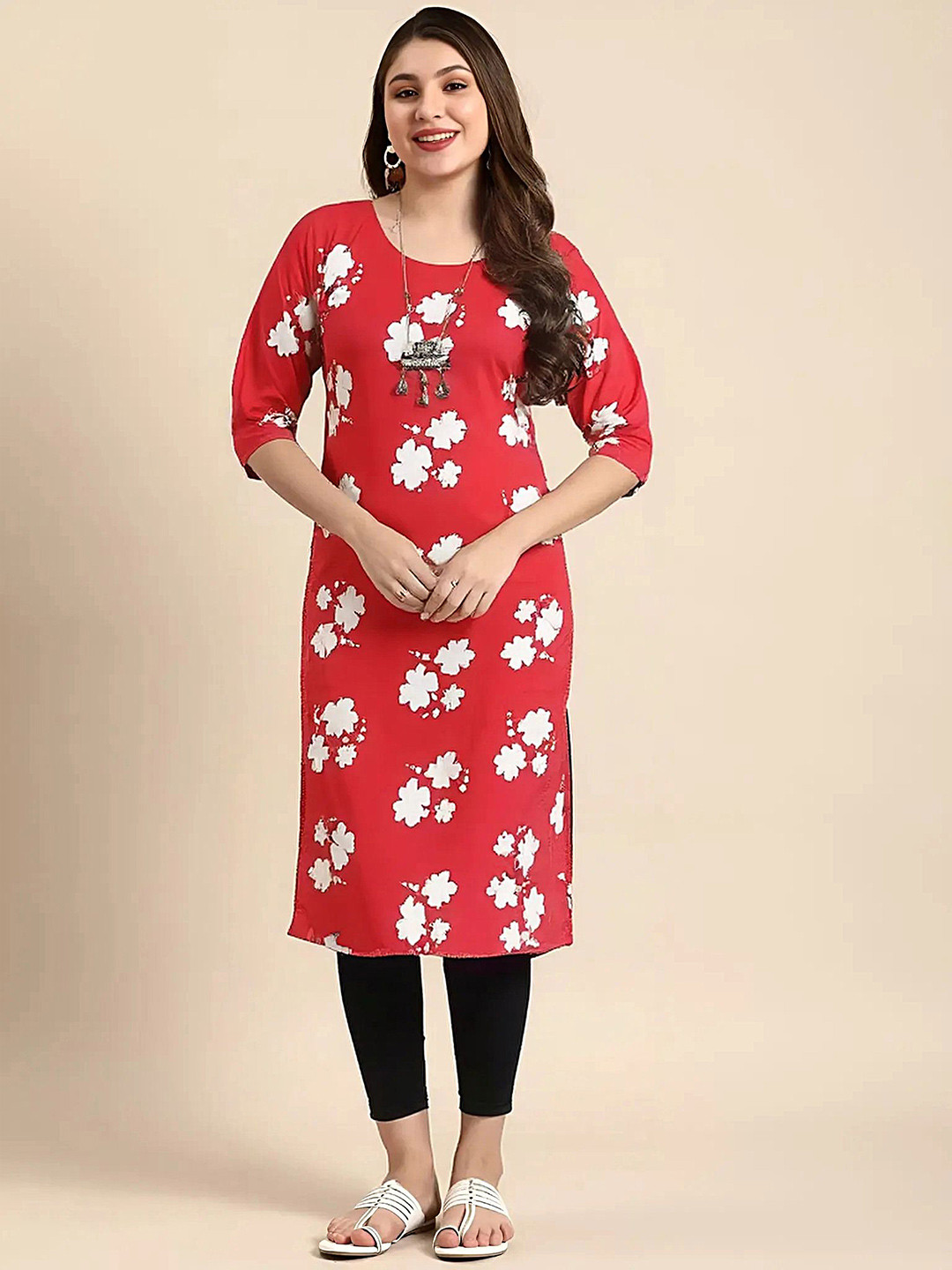 Anouk Rustic Women Foral Printed Crepe Straight Kurta