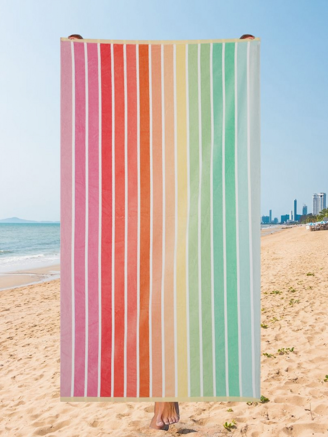 Creeva Pastel Green & Red Pattern 500 GSM BeachTowels