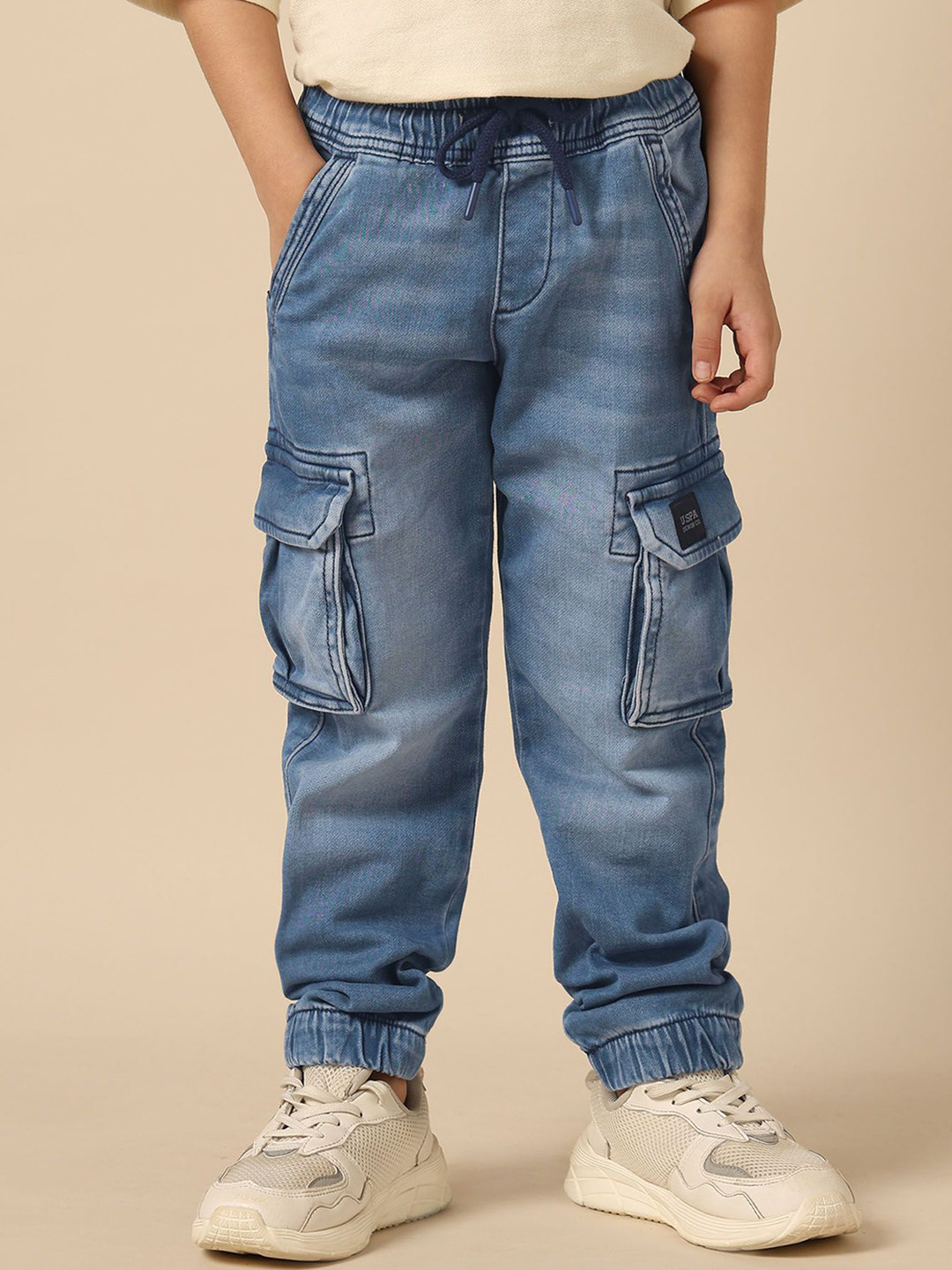 U.S. Polo Assn. Kids Boys Regular Fit Mid-Rise Light Fade Stretchable Jeans
