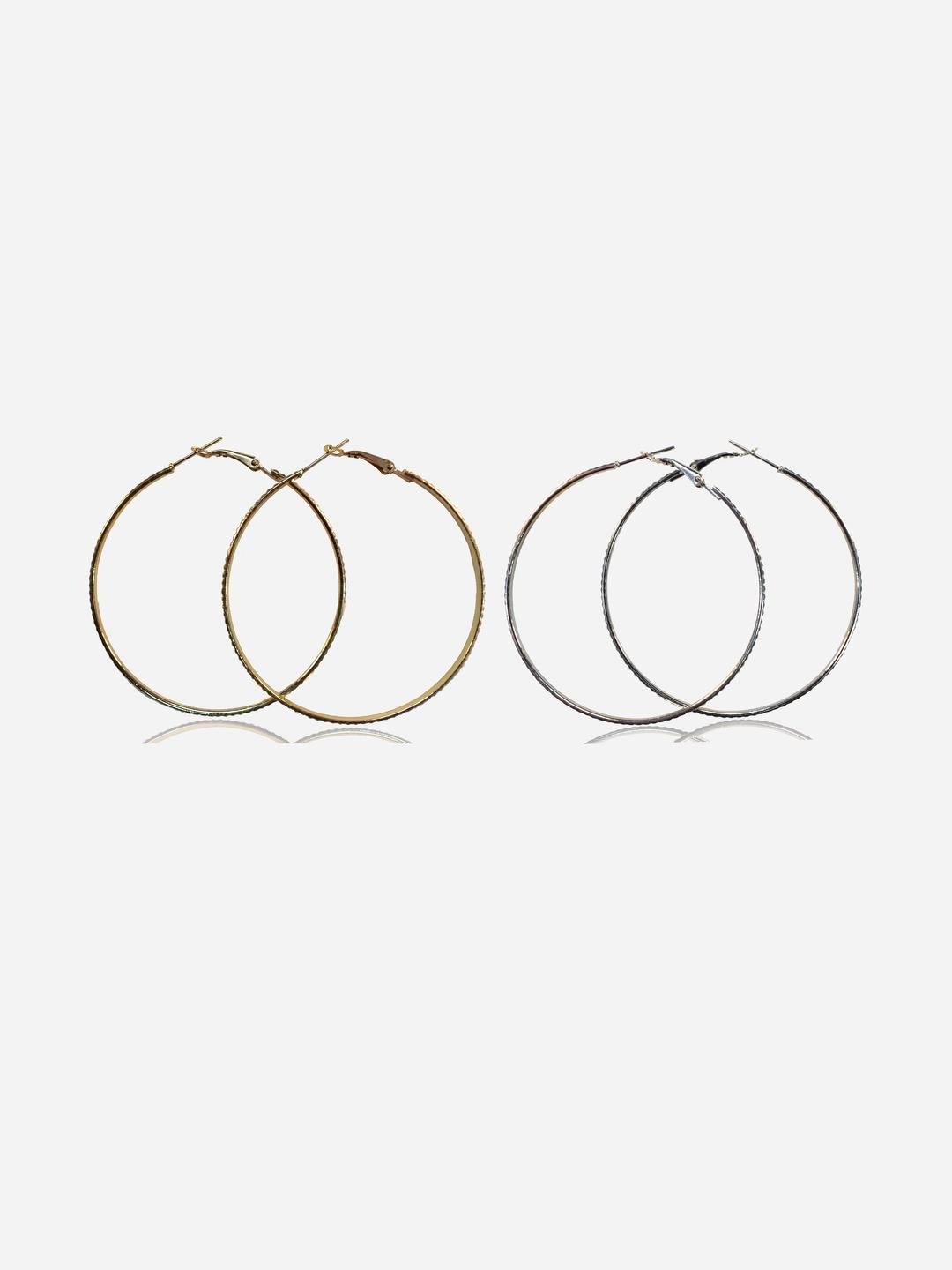 Grace Collections Women Big Round Pack Of 2 Hoop Earrings
