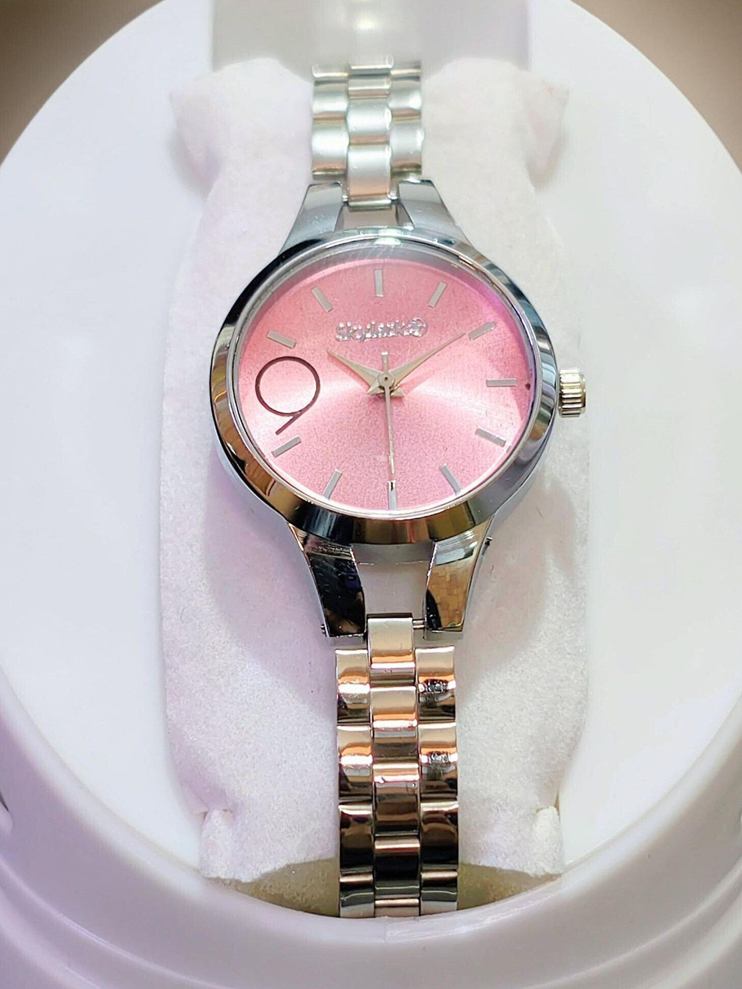 Skylark Girls  Steel Bracelet Style Straps Analogue Watch SEO_Atom_Pink_silver_565