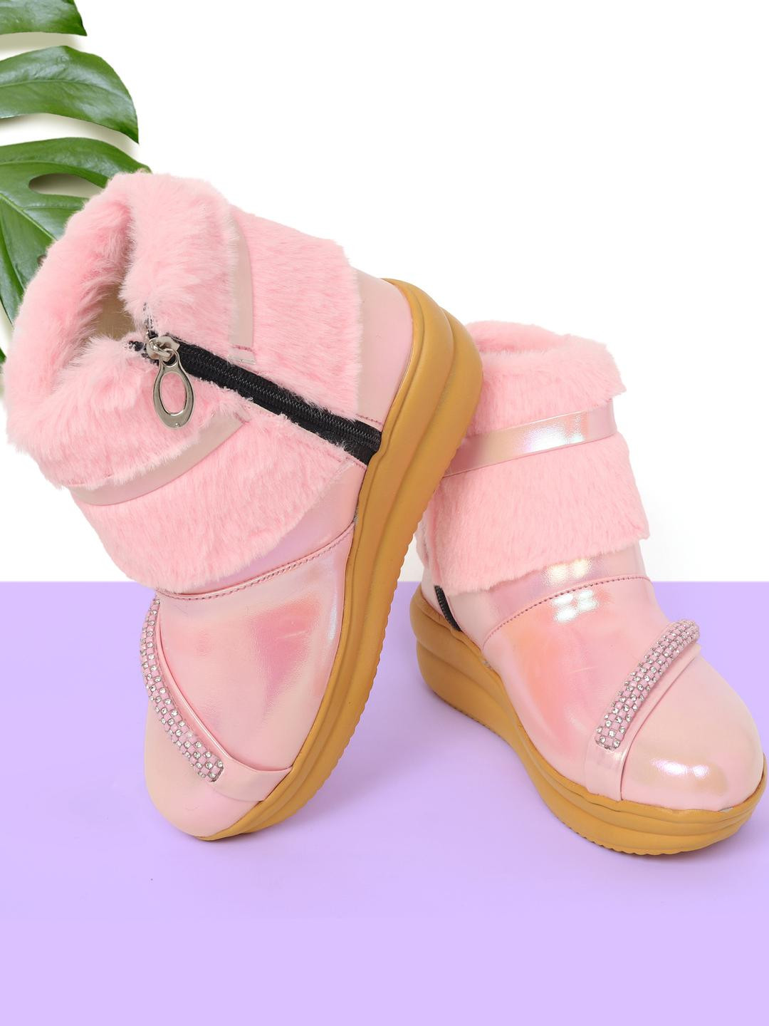 Freeplay Girls Pink Faux Fur Boots