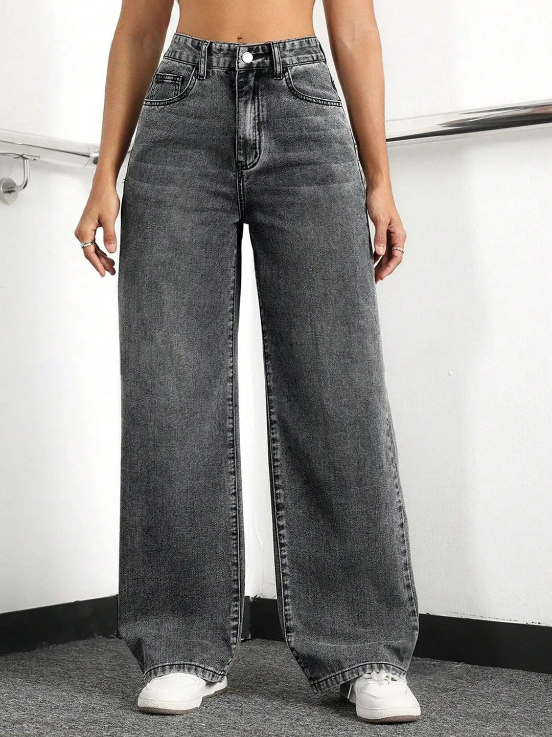 CHALODIA Women Comfort Wide Leg High-Rise Light Fade Stretchable Jeans