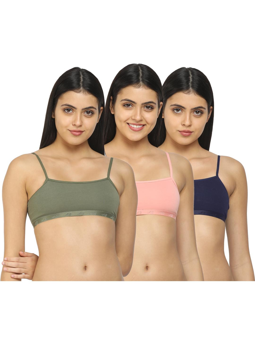 Shyygl Pack of 3 Non Wired Cotton Adjustable Straps Bra
