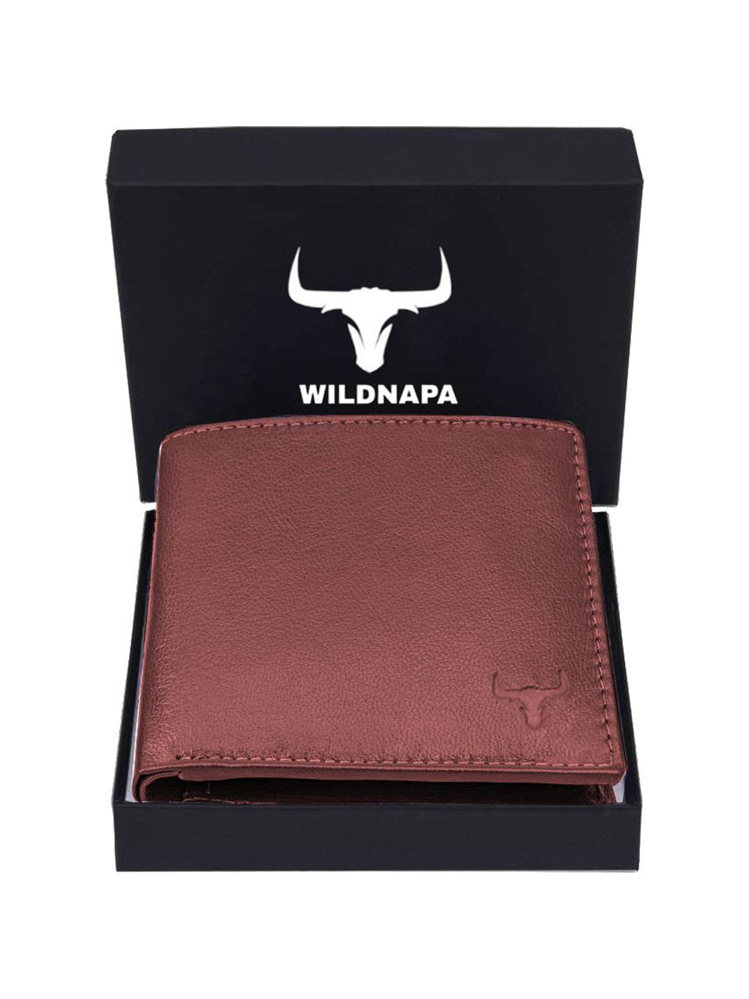 WILDNAPA Men Brand Logo Printed Quilted Leather Two Fold Wallet with SD Card Holder