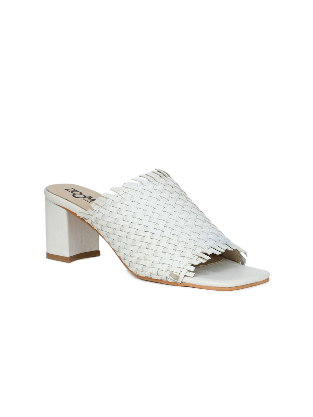 Zoom Shoes Women Textured Square Toe Block Heels Sandals