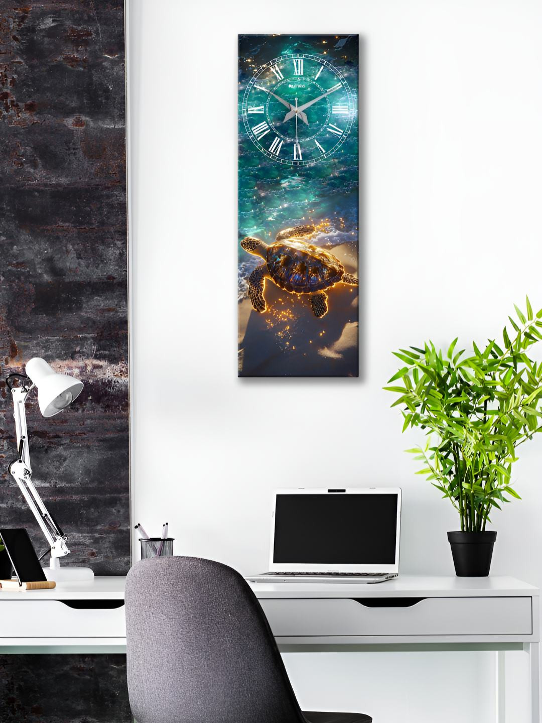 OLIVE TREE Blue & Brown Graphic Printed Traditional Wooden Analogue Wall Clock