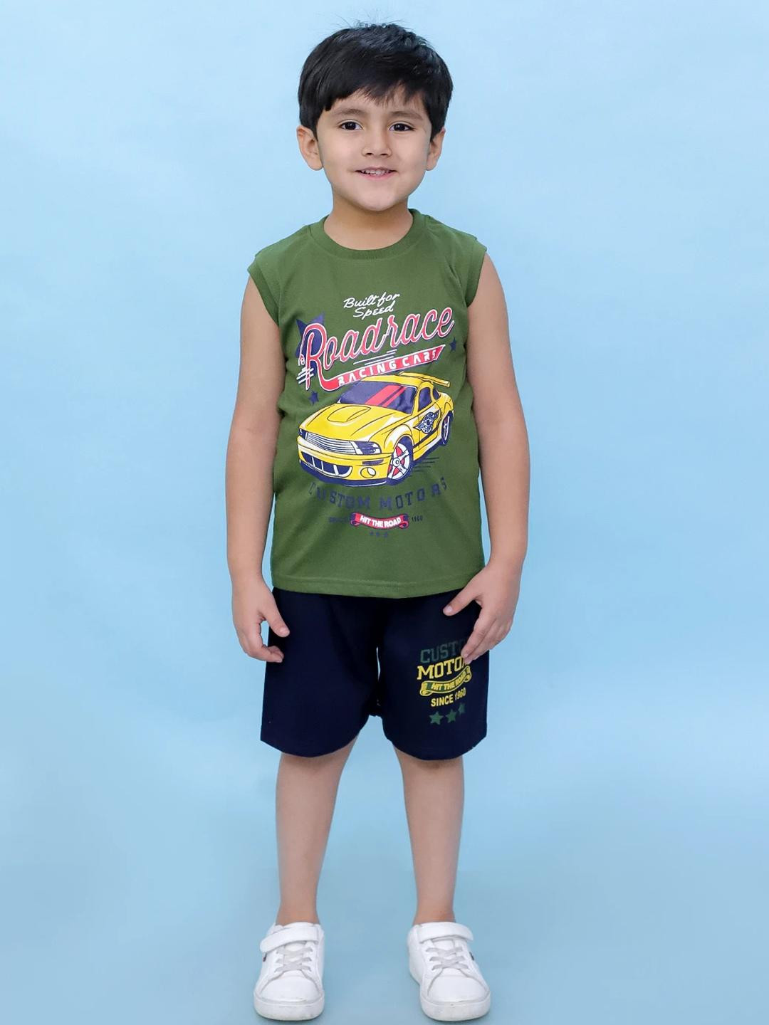 CHANDRIKA Boys Olive Clothing Set