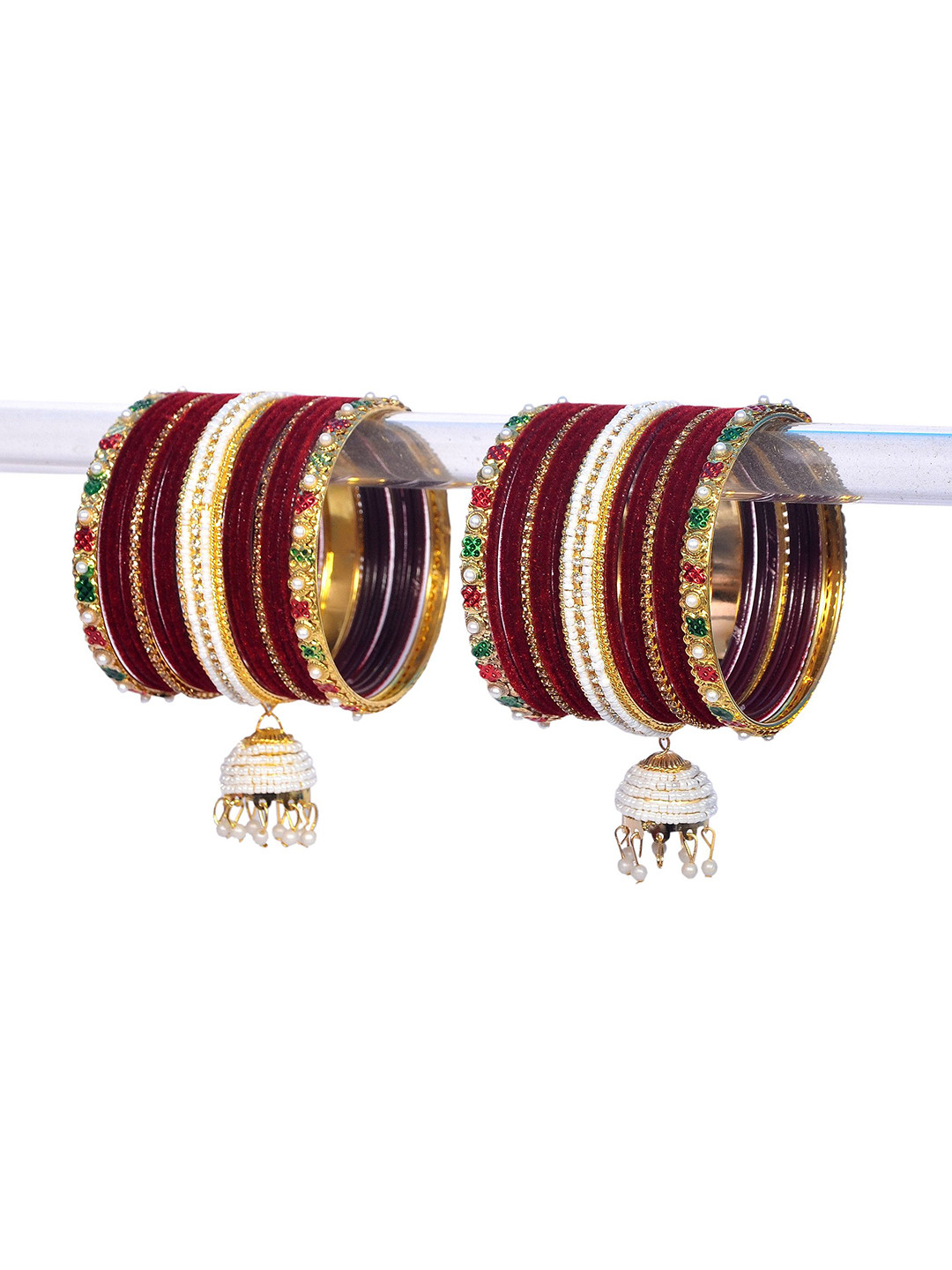 Shopmart Set Of 34 Stone-Studded & Beaded Bangles