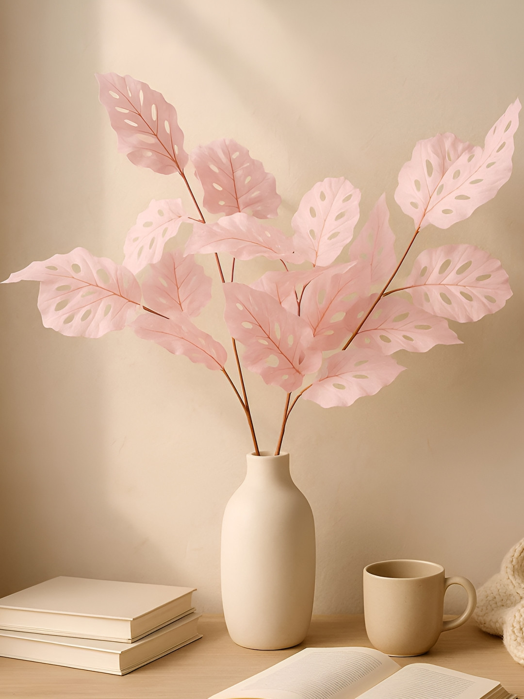 Homesake Pink 2 Pieces Monstera Deliciosa Artificial Flowers