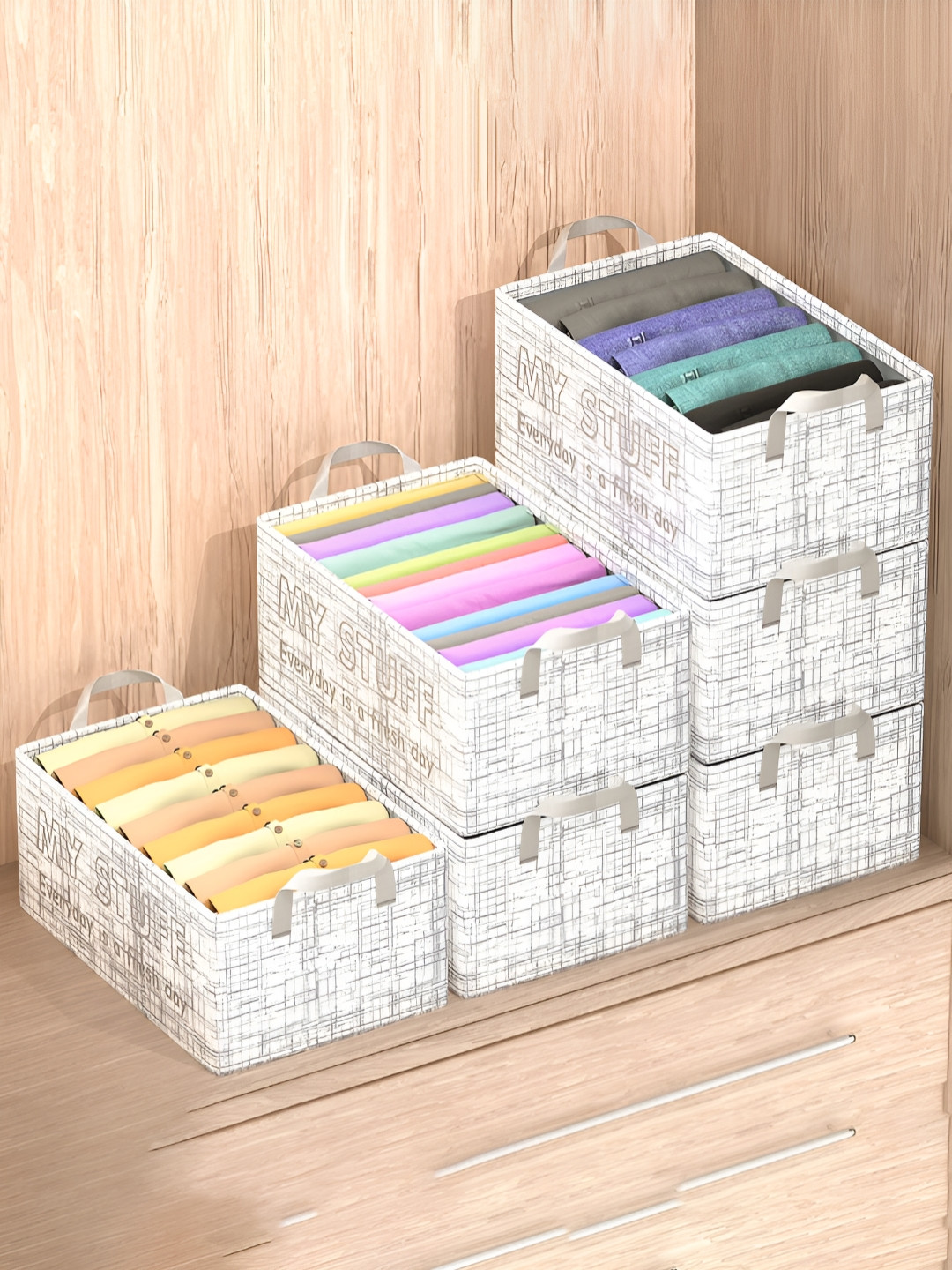 Aura Grey 6 Pieces Reusable Foldable Storage Box