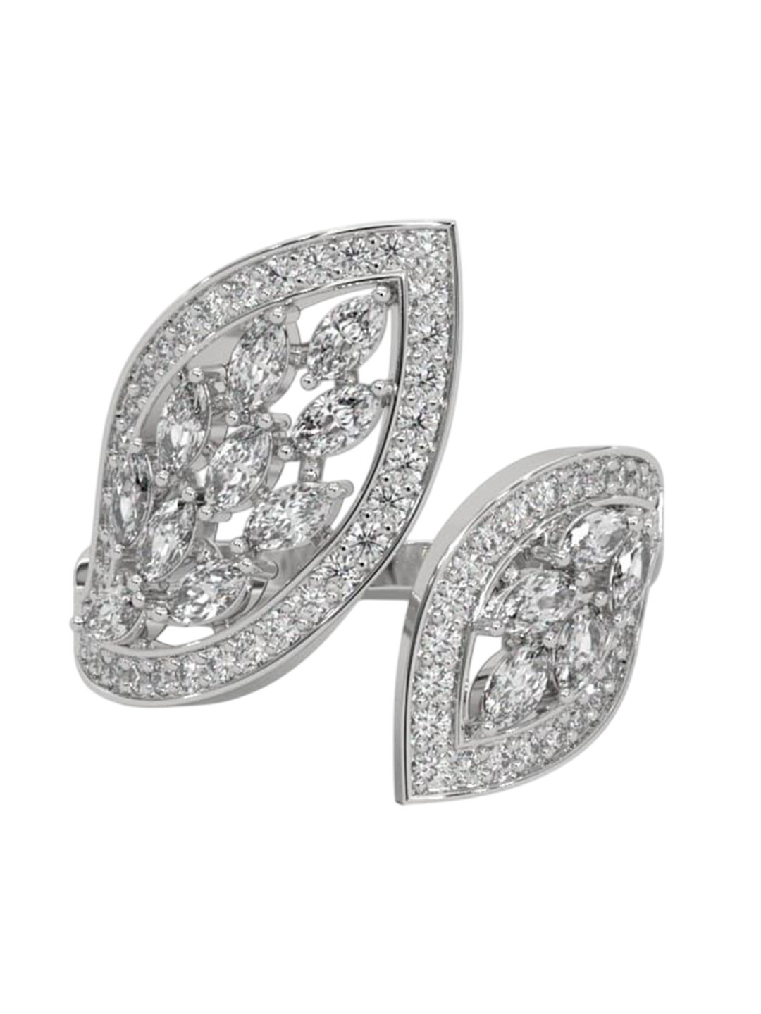 DressBerry 925 Silver Platinum Plated Cubic Zirconia Studded Cocktail Finer Ring