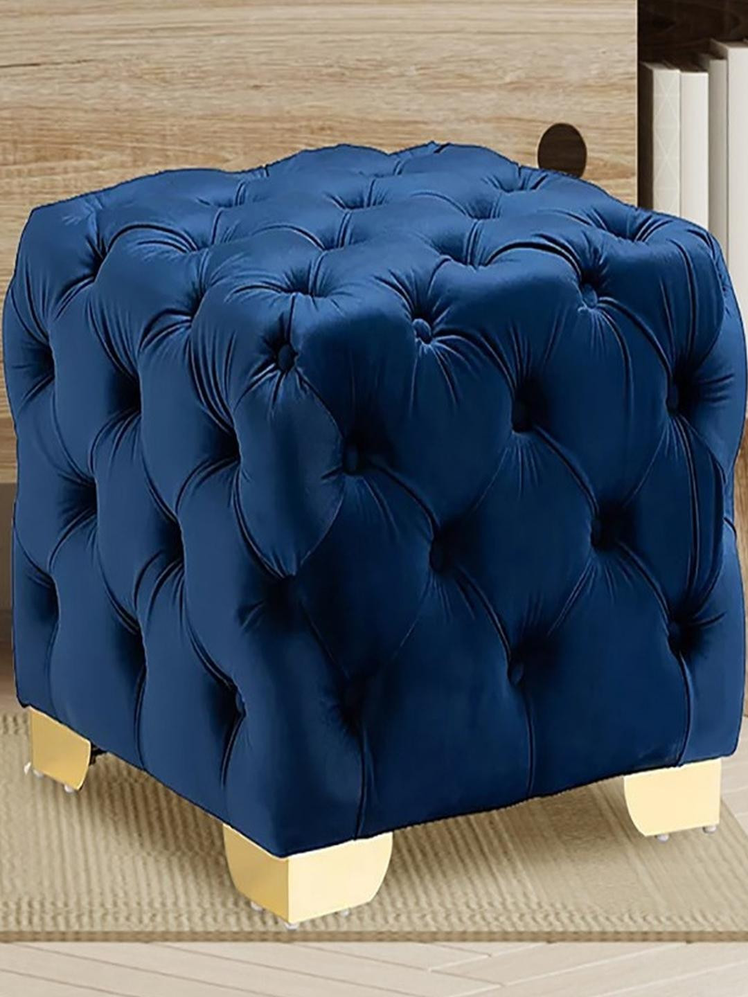 DOE BUCK Wood Velvet Square Ottomans