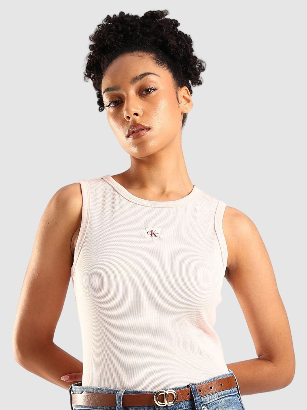 Calvin Klein Jeans Women Cotton Ribbed Tank Top