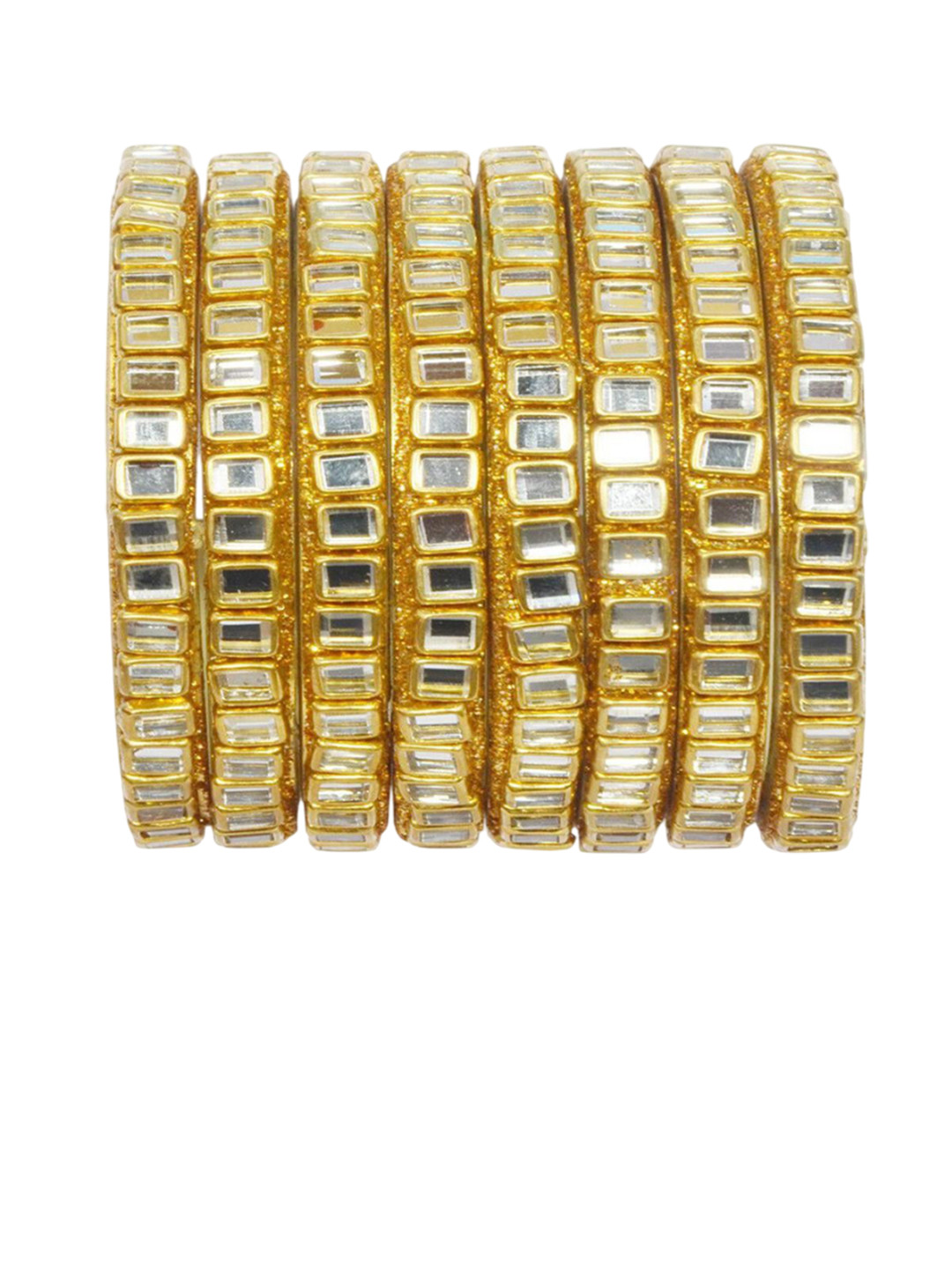 SEEMO Set Of 8 Mirrors-Studded Bangles