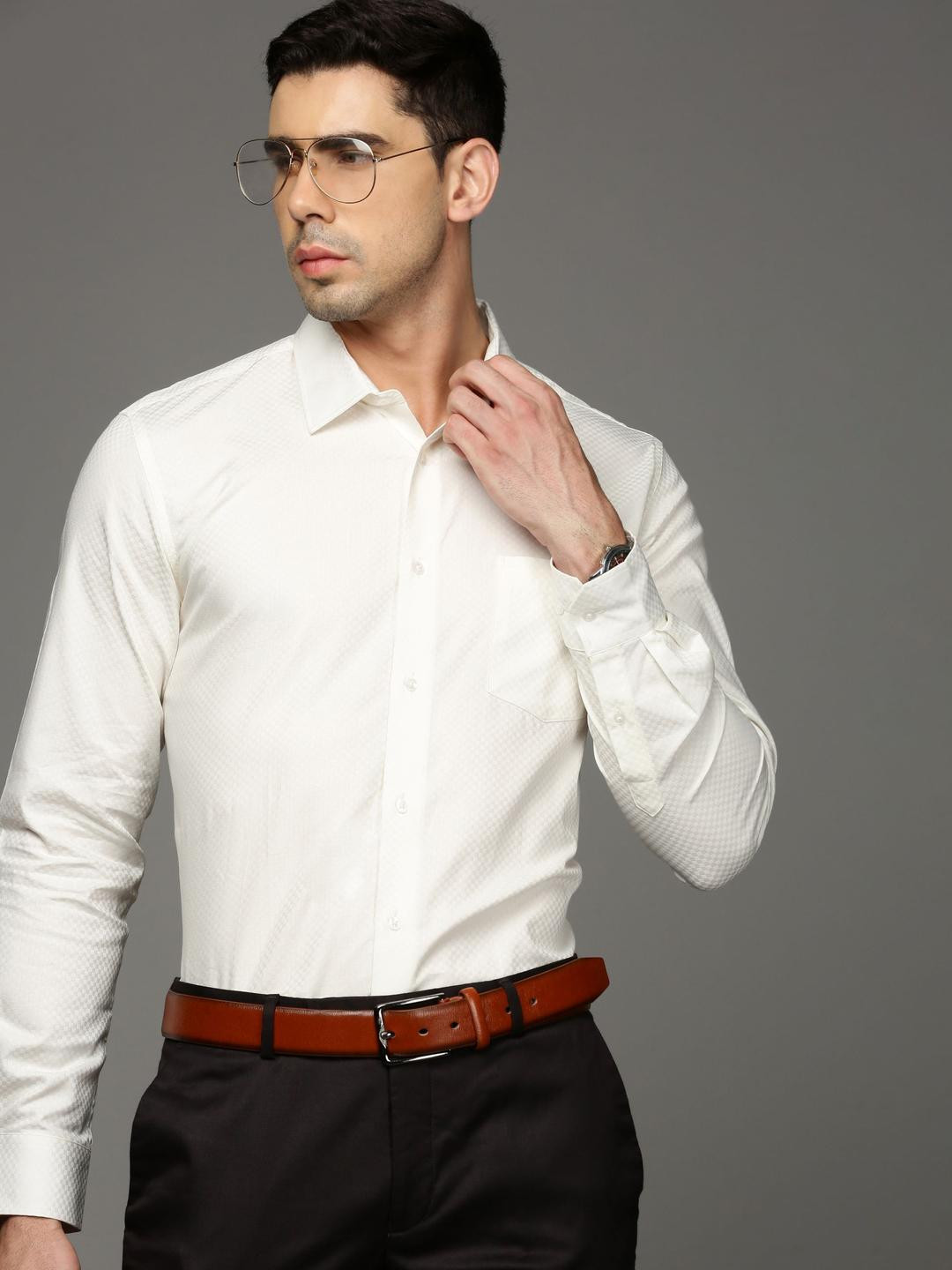 Independence Self Design Comfort Slim Fit Formal Shirt