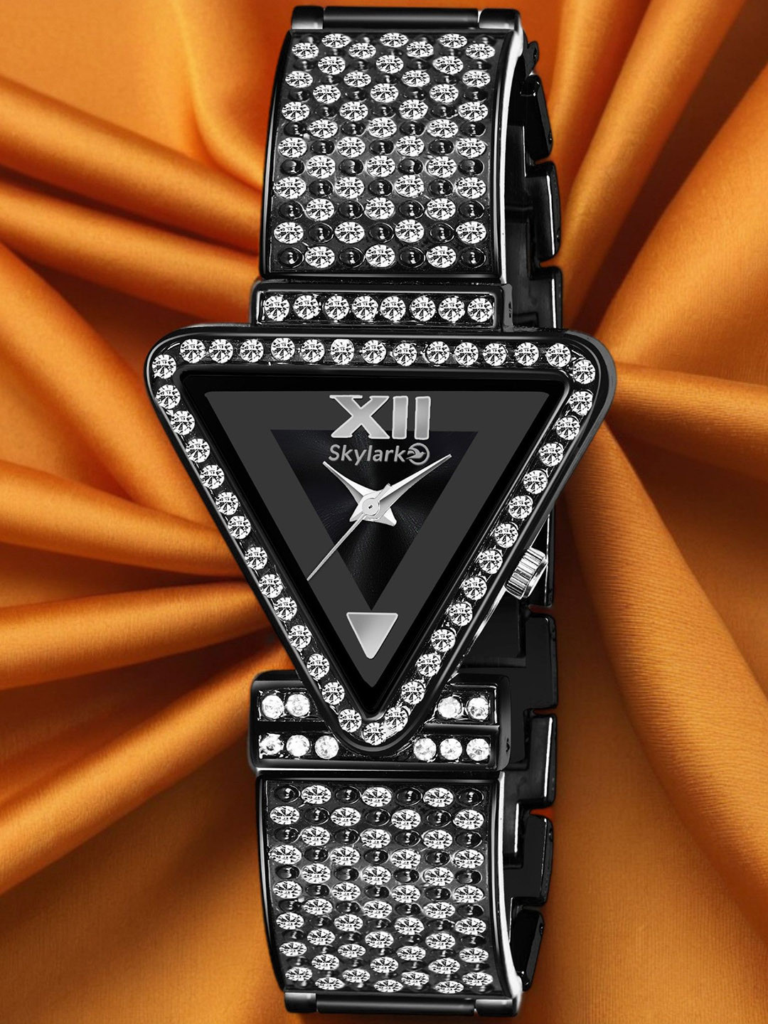Skylark Women Embellished Dial & Bracelet Style Straps Analogue Watch triangle_Black_24_f