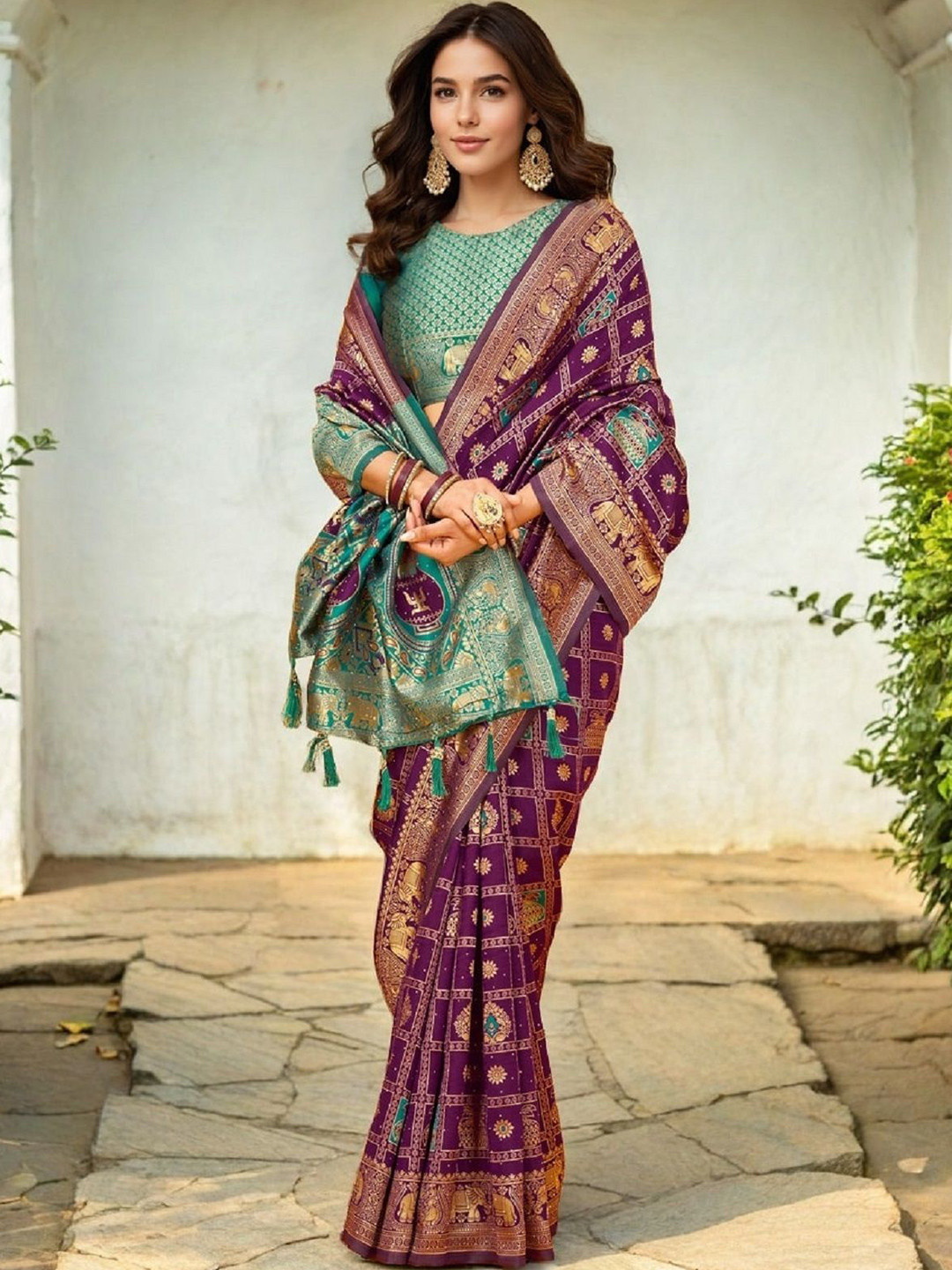 DWIJA FASHION Woven Design Zari Heavy Paithani Saree with Unstitched Blouse Piece