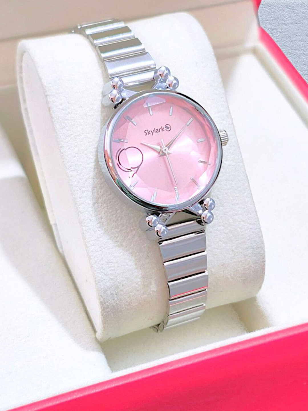 Skylark Girls Round Dial & Bracelet Style Straps Analogue Watch SEO_Cruise_Pink-Silver-56