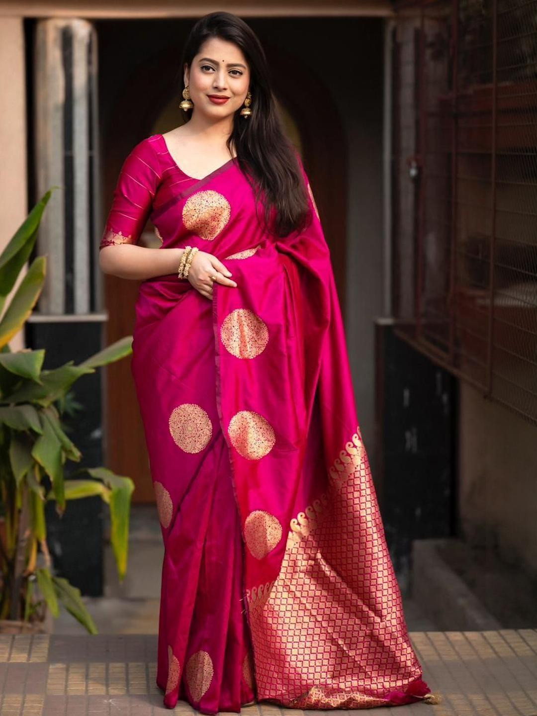 RUNAYA NX Woven Design Zari Banarasi Saree