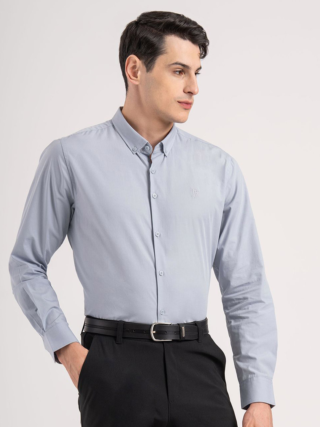 Red Tape Relaxed Fit Spread Collar Long Sleeves Cotton Shirt