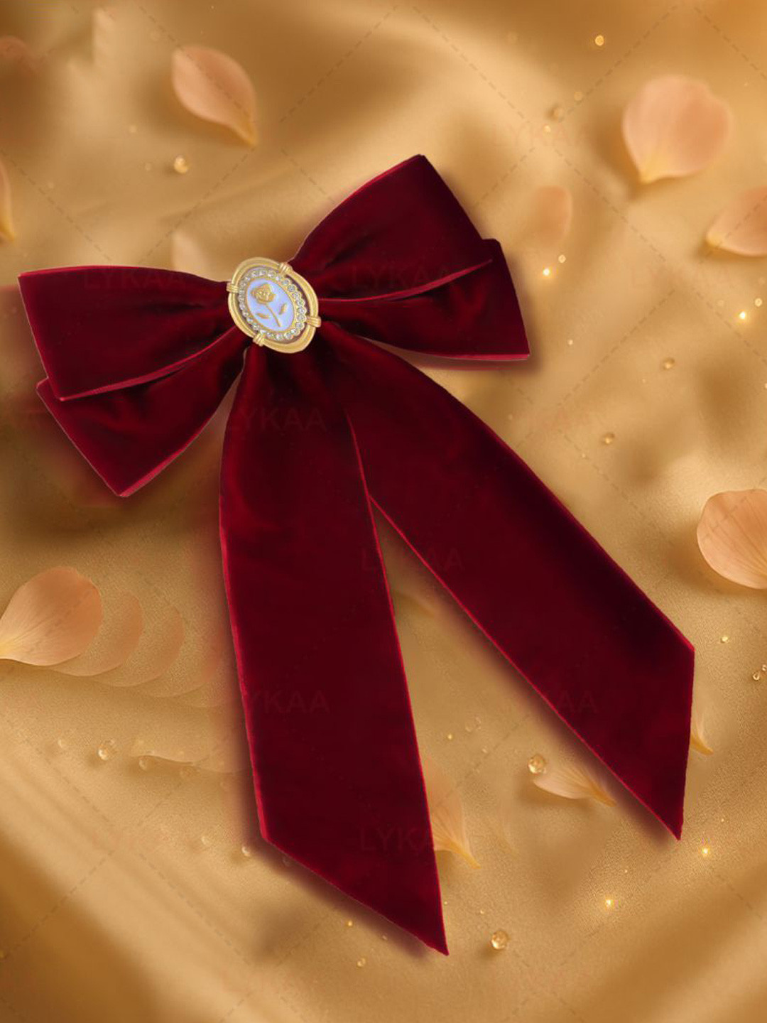 LYKAA Women Embellished Velvet Bow French Barrette Hair Accessory Set