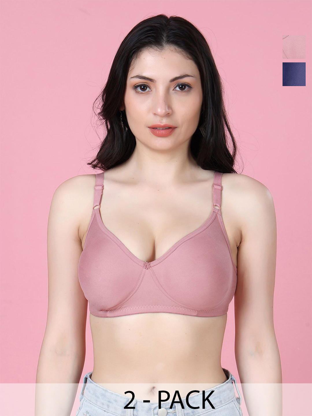 SHYAM SONS FLAIR Women Emily Pack Of 2 Solid Full Coverage Non Padded T Shirt Bra